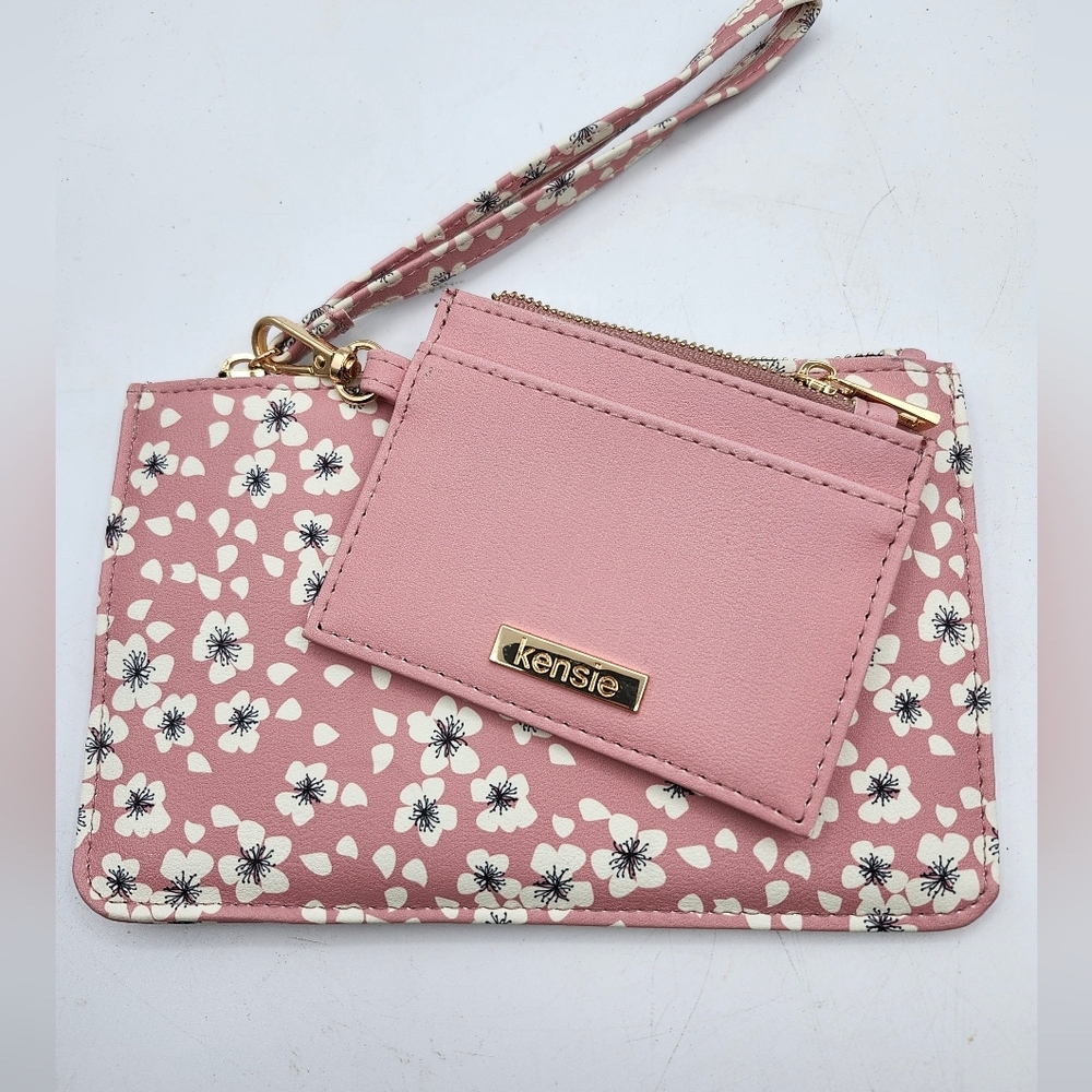 Kensie Pink Floral Wristlet with Card Holder